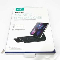 ESR Rebound Magnetische Keyboard Hülle, Deutsche Tastatur kompatibel mit iPad Pro 12.9, Freischwebendes Stand Design, Präziser Multi-Touch Trackpad, Mehrfarbig beleuchtete Tasten, Schwarz