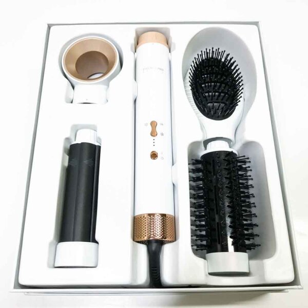 5 IN 1 MaxAIR Styler, PARWIN PRO BEAUTY Haartrockner Warmluftbürste Set, Rundbürstenföhn, Lockenstab, 5 Aufsätze, Trocknen, Glätten, Volumen, Locken, Ionen Pflege, Hochtouriger Motor, Weiß (Punk-Stil)