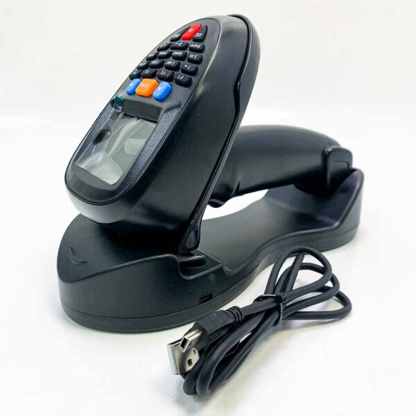 JRHC Kabelloser Barcode scanner Tragbarer Barcodeleser 1D 2D PDF Inventarscanner Datensammler Handheld-Barcodescanner mit 2.2 Zoll LCD Bildschirm und Ladestation