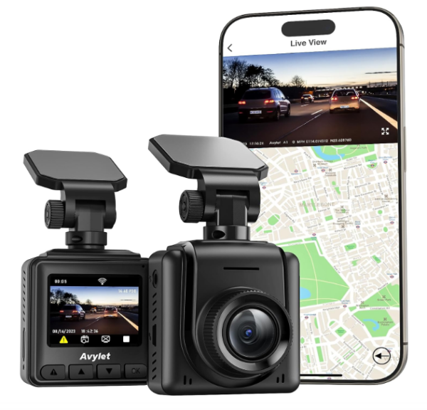 Dashcam Auto WiFi 2K, Mini Vorne Autokamera Unterstützt externes GPS-Modul,APP,IPS-Bildschirm,Ultra Nachtsicht,170°Weitwinkel,WDR,24 Std. Parkmodus und Bewegungserkennung,G-Sensor