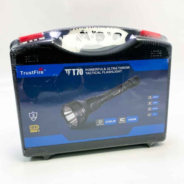 TrustFire T70 Taschenlampe LED Aufladbar, 2300 Lumen LED Taschenlampe Extrem Hell Taktische Taschenlampe 1000 Meter Reichweite IPX8 Wasserdichte Taschenlampe 5 Modi für Jagd Camping Wandern Notfälle