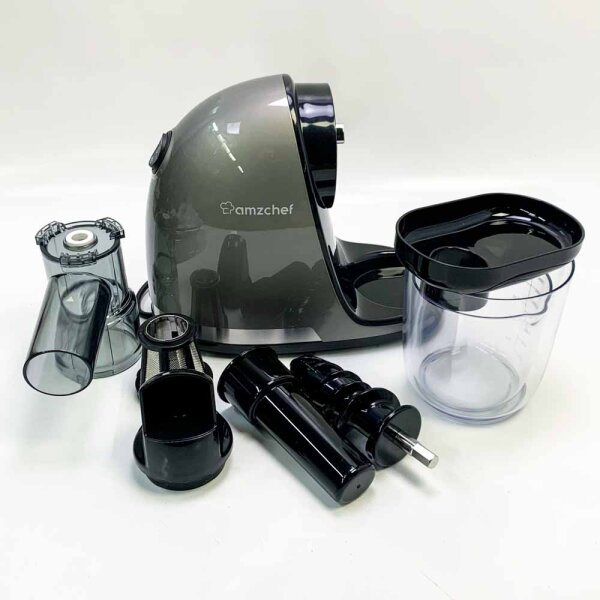 AMZ boss juiced vegetables and fruit - juicer Slow Juicer with a backward -Kau function - delicately shredding without filtering - juice press electrically with brush and 2 cups - silver