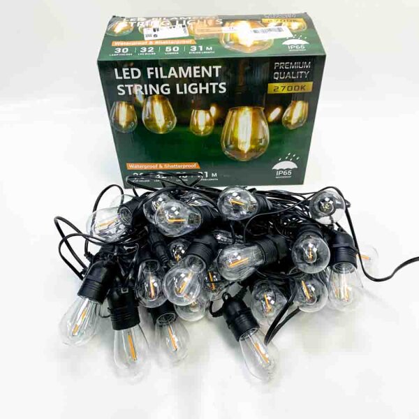 Quntis 31M IP65 LED Lichterkette Außen, Anschließbare bruchsichere 30+2 S14 Glühbirnen Outdoor Lichterkette Strom, Wasserdichte Deko Beleuchtung für Garten Balkon Terrasse Hochzeit Party Hof, Warmweiß