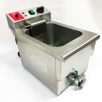 Valgus Professional electrical fryer made of stainless steel, 3000 W, 10 l, large capacity, kitchen fryer with a basket and lid, exhaust system