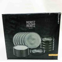 Moritz & Moritz SOLID 18-tlg Steinzeug Geschirr Set 6 Personen – Geschirrset aus je 6 Dinner Teller, Kleine Teller, Tiefe Teller