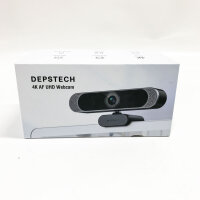 Depstech 4K Zoomable streaming webcam with microphone for PC, remote control, 1/3 Sony Sensor, Dual Noise-Canceling Mic, 3x Zoom, Autofokus 8MP HD, for laptop Mac, video call, zoom, Skype