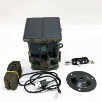 CEYOMUR Solar Wildkamera 4K 30fps, 46MP Wildkamera WLAN Bluetooth, 120° Erfassungs Winkel Bewegungsmelder Nachtsicht IP66 Wasserdicht für Wildtier Überwachung mit U3 32GB Micro SD-Karte