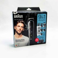 Brown multi-grooming kit 5, 9-in-1 beard trimmer and hair clipper/haircutor for hair removal men, for face, head, body hair, 7 attachments, gift man, MGK5380, black/blue