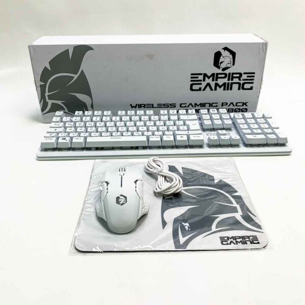 Empire Gaming - Armor RF800 Wireless Recharged Gaming Keyboard and Mouse Set Qwertz (DE -layout) - keyboard 2.4GHz RGB - Mouse 4800 DPI with mouse pad - PC PS4 PS5 Xbox One/Series Mac - White