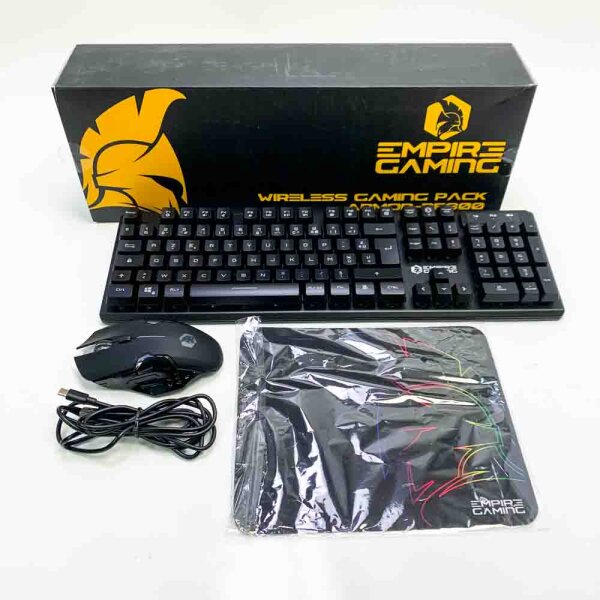 Empire Gaming-Armor RF800 Wireless Gaming keyboard and mouse set Qwerty (IT layout)-2.4 g-RG-RG-keyboard-4800 dpi ergonomic mouse with mouse pad-PC PS4 PS5 Xbox One/Mac series, black