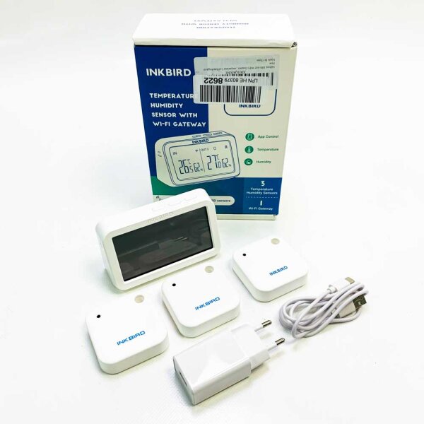 Inkbird IBS-M2 WiFi Tor Kombi-Set mit 3tlg IBS-TH2 Bluetooth Thermometer Hygrometer