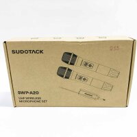 Sudotack microphone wireless, uhf dual metal radio microphone wireless microphone with rechargeable recipient, wireless microphone for wedding, karaoke, party, lecture, singing (60 m range), gray