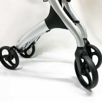 VOCIC rollator foldable and lightweight with seat aluminum rollator easily foldable rollators lightweight and foldable special, puncture-proof ultra-quiet tires, removable bag, for seniors silver