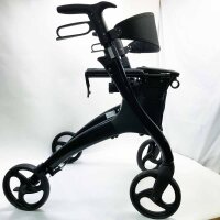 Vocic rollator foldable and light with the seat aluminum rollator light foldable rollator lightweight and foldable special, breakdown -safe ultra trip tires, removable bag, for seniors, black