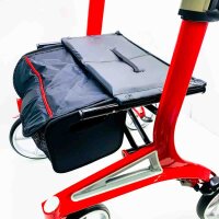 VOCIC Rollator faltbar und leicht mit Sitz Wasserdicht Aluminium Rollator leicht klappbar für Senioren Rollatoren leichtgewicht und faltbar spezial, Pannensichere All-Terrain-PU-Reifen, Rot