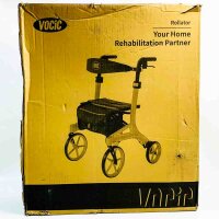 VOCIC Rollator faltbar und leicht mit Sitz Wasserdicht Aluminium Rollator leicht klappbar für Senioren Rollatoren leichtgewicht und faltbar spezial, Pannensichere All-Terrain-PU-Reifen, Rot