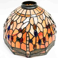 Bieye L30714 Dragonfly Tiffany Style Stained Glass Torchiere Floor Lamp with 12-Inch Wide Lampshade, 67-Inch Tall, Orange