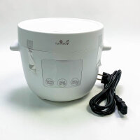 Yum Asia Tsuki Mini Rice Cooker with Shinsei Ceramic Bowl (2.5 Cup, 0.45 Liter), 5 Rice Cooking Functions, 2 Multicooker Functions, Hidden LED Display, 220-240V (Pebble White)
