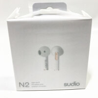Sudio N2 Snow White - True Wireless Bluetooth Open-Ear Earbuds,Multipoint-Verbindung, integriertes Mikrofon für Anrufe, 30 Stunden Akku mit Ladehülle, IPX4 wasserfest, USB-C & kabelloses Laden