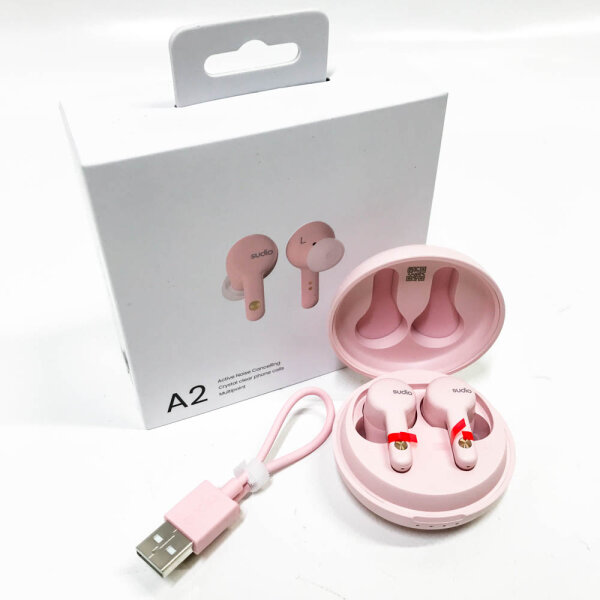 Sudio A2 Kabellose Bluetooth-Ohrhörer mit ANC, Mikrofon, wasserabweisend, 30h Akku, PINK