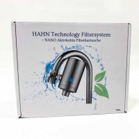 HAHN Technology faucet activated carbon water filter made of stainless steel - for a healthier lifestyle and reducing plastic waste - Compatible with almost every faucet and easy to install