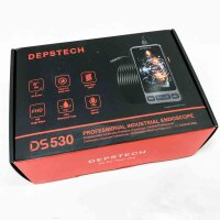 DEPSTECH THREE Lens Endoscope Camera with Light 5 Inch IPS Screen, Split Screen View, 1080P HD Sewer Camera Pipe Camera 5m Snake Camera Industrial Inspection with Carry Bag