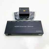 VEDINDUST HDMI-Splitter-Extender 1 in 4 Out 50 m (165 Fuß), über Cat5e/6/7 Ethernet HDMI-Sender/Empfänger, unterstützt EDID-Voreinstellungen 1080p POC (benötigt nur TX-Strom für die Arbeit)