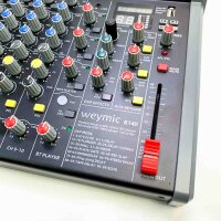 Weymic B140 Professioneller Mixer für die Aufnahme von DJ-Bühnen-Karaoke-Musikanwendungen mit 99 DSP-Effekten, USB-Laufwerk für Computer-Aufnahmeeingang, XLR-Mikrofonanschluss, 48-V-Stromversorgung für Profis (14 Kanäle)