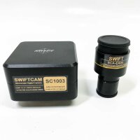 Swiftcam 10 megapixel camera for microscopes, with reducing lens, calibration set, eyetube adapter and USB 3.0 cable, compatible with Windows/Mac/Linux