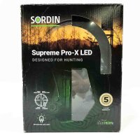 Sordin Supreme Pro-X LED Gehörschutz - aktiver Jagd-Gehörschützer - EN 352 - Gel-Kissen, Leder-Band & schwarze Kapsel