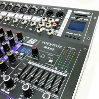 Weymic MX-60 Professioneller Mixer (6 Kanäle) für die Aufnahme von DJ-Bühnen-Karaoke-DSP-Effektor mit USB-Laufwerk für Aufnahmeeingang, XLR-Mikrofonanschluss, 48-V-Stromversorgung, Cinch-Ausgang
