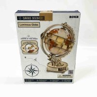 ROKR Leuchtender Globus Modellbausätze,3D Holzpuzzle Erwachsene,STEM Schreibtischdekoration Geschenk für Männer Frauen(ST003)