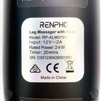 RENPHO RP-ALM079H Beinmassagegerät mit Wärme, Luftkompressionsmassagegerät zur Entspannung der Waden-, Fuß- und Oberschenkelmuskulatur, 2 Wärmemodi, 6 Modi und 4 Intensitäten zur Reduzierung von Müdigkeit