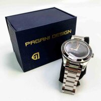 Pagani PDYS005 Design Mens Analogue Japanese Automatic Self-Winding Mechanical Watch with Stainless Steel/Leather Bracelet PDYS005, Black Steel,