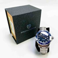 Pagani Design 007-Modell Herren-Automatikuhr, NH35 Uhrwerk, drehbar, Keramiklünette, Edelstahl, wasserdicht, selbstaufziehend, Armbanduhr, Blaustahl