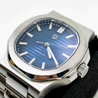 Pagani Design 1728 Mens Automatic Watch ST6 Self-Winding Movement Stainless Steel 100M Waterproof Fashion Sport Mechanical Watch Dark Blue Strap