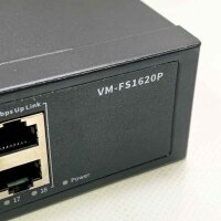 VIMIN VM-FS1620P 18 port Fast Ethernet PoE+ switch with 2 Gigabit uplink ports, 16 port 10/100Mbps PoE network switch unmanaged supports IEEE802.3af/at, range extension to 250m, VLAN, 250W PoE budget