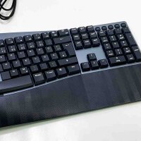Perixx PERIBOARD-535 Kabelgebundene ergonomische mechanische Tastatur (QWERTZ) – Flache Tasten mit braunen Schaltern – Programmierbare Funktionen
