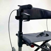 VOCIC Rollator Faltbar und Leicht mit Sitz,Outdoor Rollator mit Gummi-Nonluftbereifung für Allen Gelände,Aluminium Höhenverstellbare Rollatoren für Draußen&Langlauf&Reisen, Grau