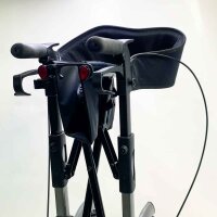 VOCIC Rollator Faltbar und Leicht mit Sitz,Outdoor Rollator mit Gummi-Nonluftbereifung für Allen Gelände,Aluminium Höhenverstellbare Rollatoren für Draußen&Langlauf&Reisen, Grau