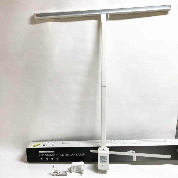 Quntis 80cm Schreibtischlampe LED Schwanenhals, 24W Klemmbare Tischlampe Augenschutz mit Touch Control Auto-Dimmen, Monitor Lampe, Klemmleuchte Homeoffice mit einstellbaren Farbtemperatur Helligkeit