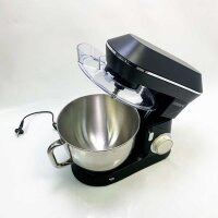 9,5 Liter Planetenmixer, DOBBOR SM-1553 1500 W Küchenmaschine mit Edelstahlschüssel, 7 Geschwindigkeiten mit Knethaken, Schneebesen, Rührbesen, Schüssel und Deckel. (Schwarz)
