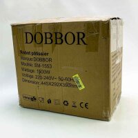 9,5 Liter Planetenmixer, DOBBOR SM-1553 1500 W Küchenmaschine mit Edelstahlschüssel, 7 Geschwindigkeiten mit Knethaken, Schneebesen, Rührbesen, Schüssel und Deckel. (Schwarz)