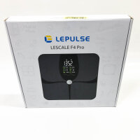 Lepulse Körperfettwaage F4 pro, Aufladbar, Waage mit Körperfett und Muskelmasse, personenwaage mit körperfettanalyse, Trend, körperwaage, Waage Personen, Großes Display, 15 Körpermaße