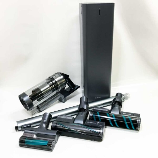 Samsung cordless stick vacuum cleaner set (WITHOUT BATTERY) consisting of Jet 75 complete, 550 W, bagless, and Clean-Station VS20T7536P5/EG