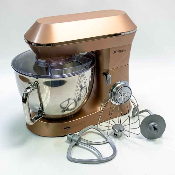 Pastry Chef, DOBBOR SM-1553 1500W Food Mixer with Whisk, Beater, Hook, Stainless Steel Bowl, 7 Speeds, Quiet Electric Pastry, Dishwasher Safe (Champagne)