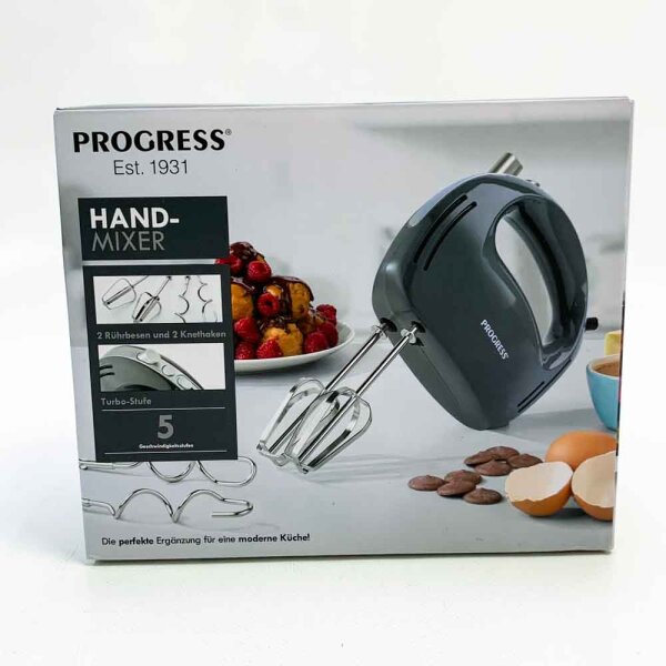 PROGRESS EK4144PGRYPMDIR Handmixer Handrührgerät Rührer Mixer Edelstahl Knet Zubehör Stabmixer, Grau