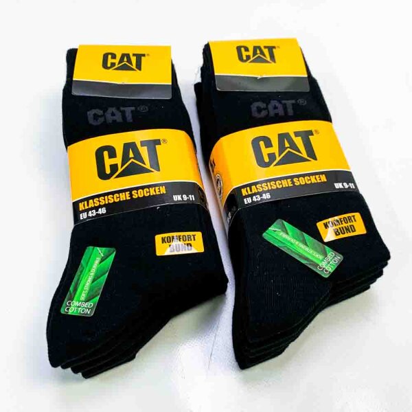 10 Paar CAT Caterpillar klassische Socken, Schwarz, Größe 43-46