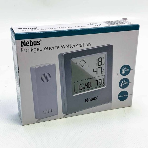 Mebus AN1201 wireless weather station with outdoor sensor hygrometer thermometer