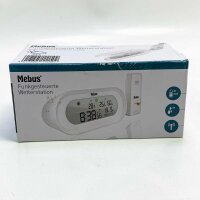 Mebus ET748CR radio-controlled weather station white with temperature and humidity display, weather forecast and radio clock